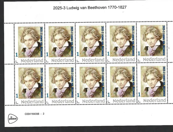 Nederland 2025-3 Ludwig van Beethoven portret sheetlet postfris/mnh