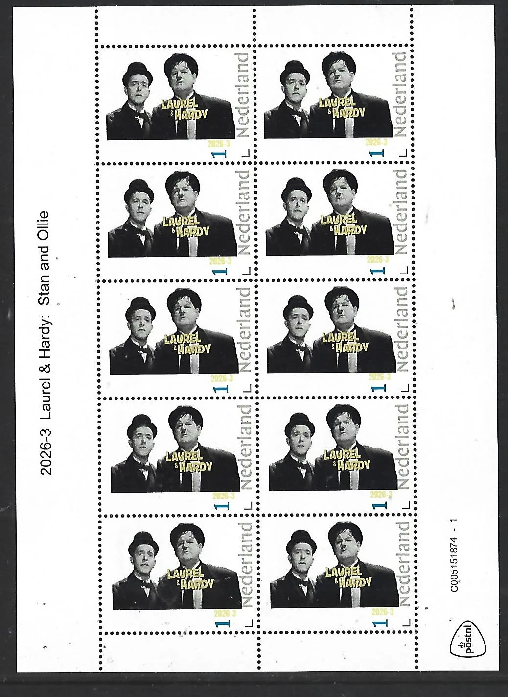 Netherlands 2026-3 Laurel and Hardy: the duo sheetlet MNH