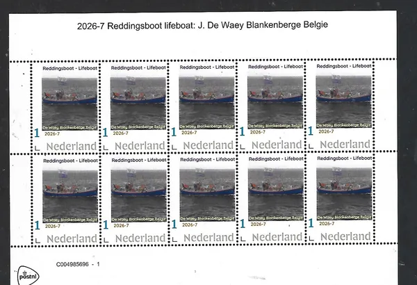 Netherlands 2026-7 Ship: Lifeboat De Waey Belgium sheet MNH