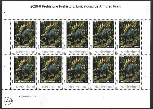 Nederland 2026-6 Prehistorie Prehistoric: Loricatosaurus sheet postfris/mnh