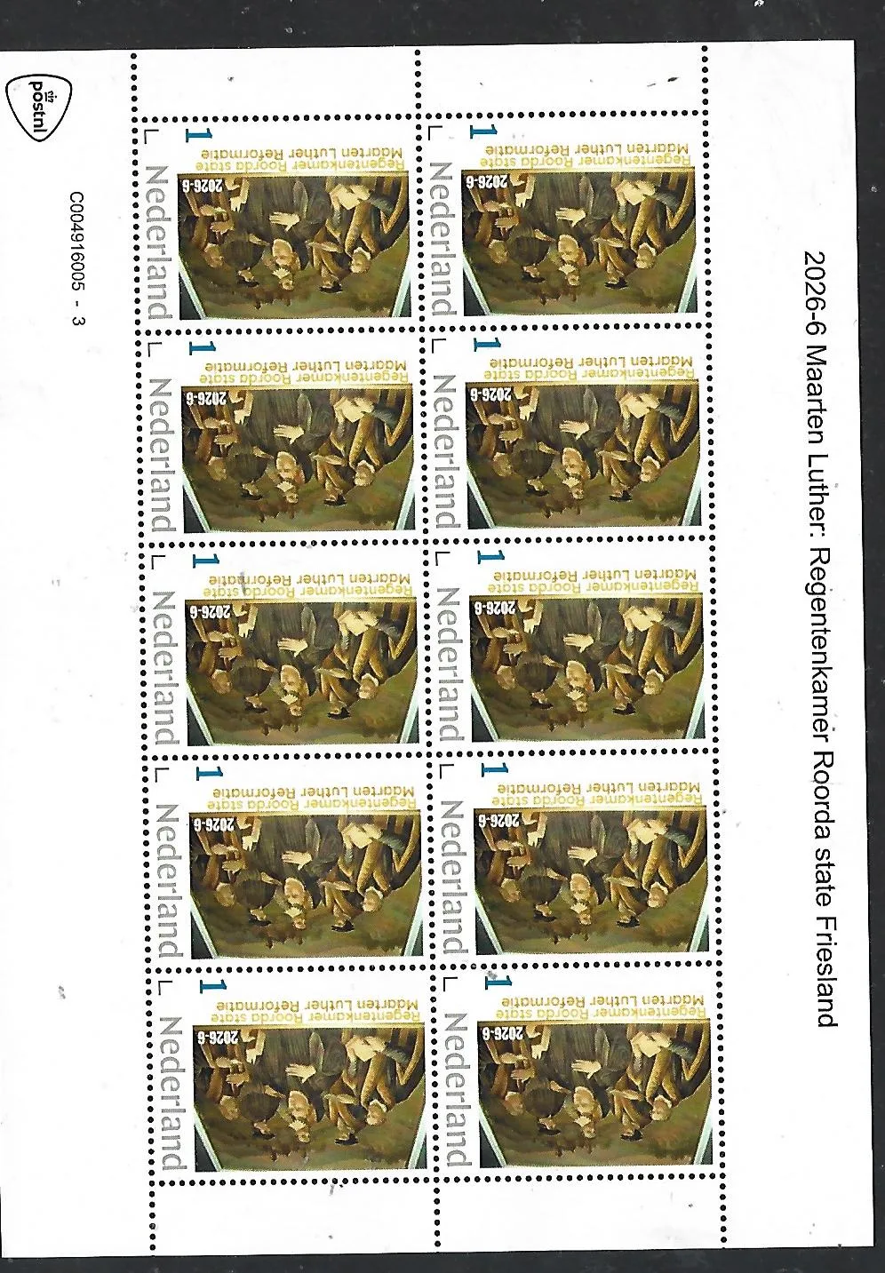 Nederland 2026-6 Reformatie: M.Luther Regentenkamer Roorda sheet postfris/mnh