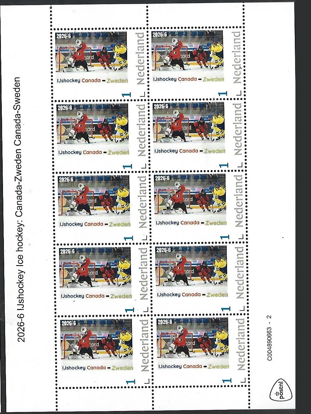 Nederland 2026-6 IJshockey Ice hockey: Canada-Zweden sheetlet postfris/mnh