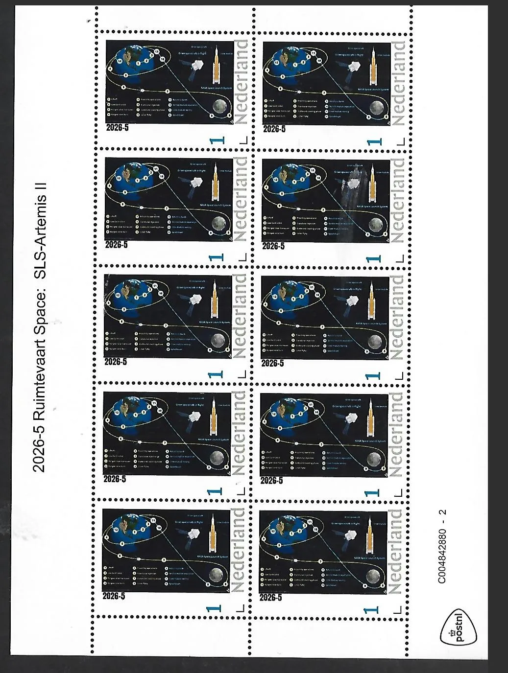 Nederland 2026-5 Ruimtevaart Space: Artemis II SHEETLET postfris/mnh