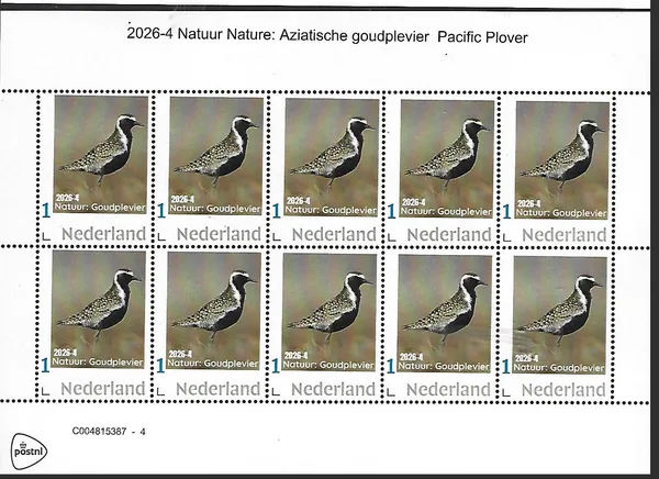 Netherlands 2026-4 Nature: Eurasian Golden Plover MNH