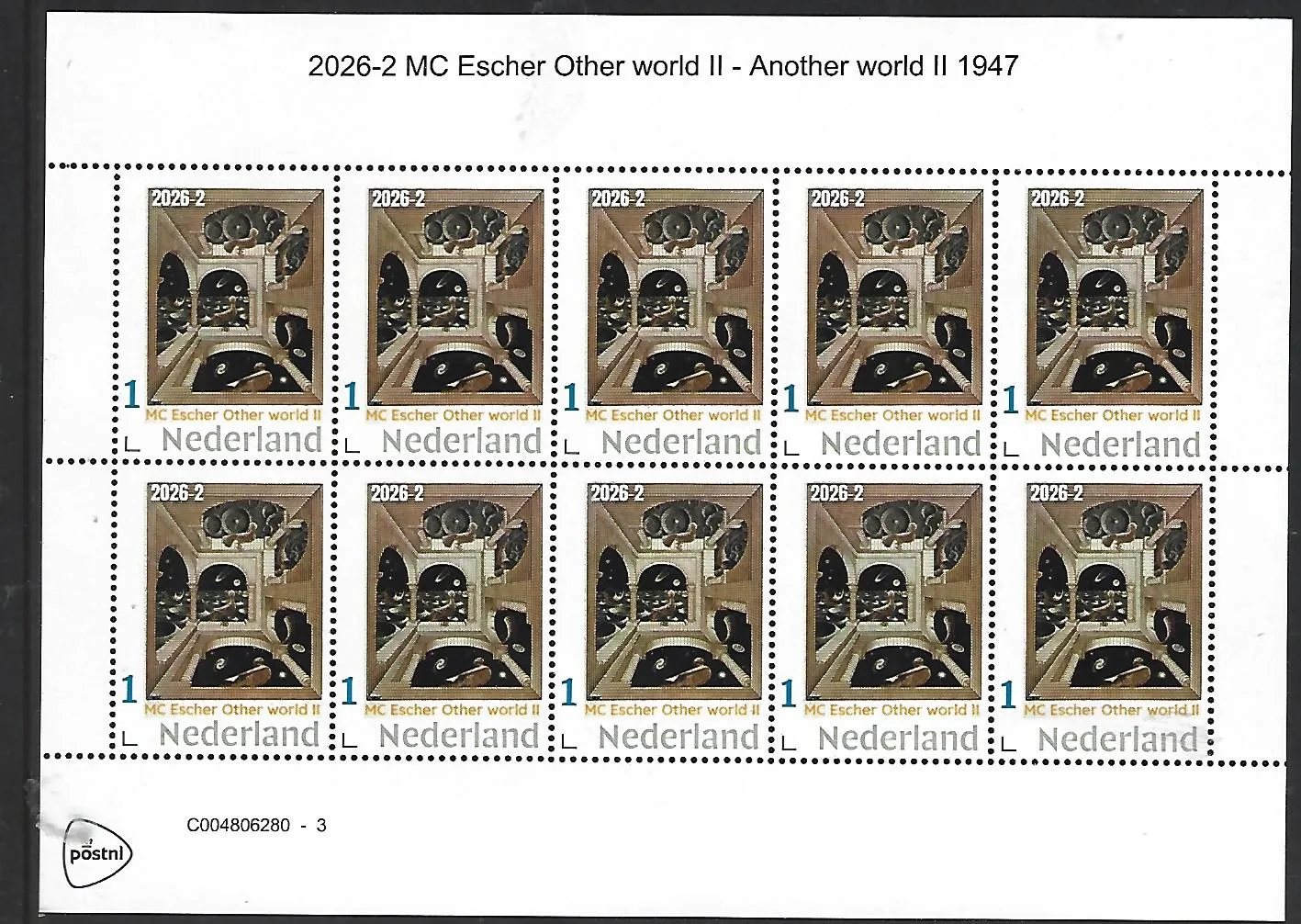 Netherlands 2026-2 MC Escher: Other world II 1947 sheet MNH