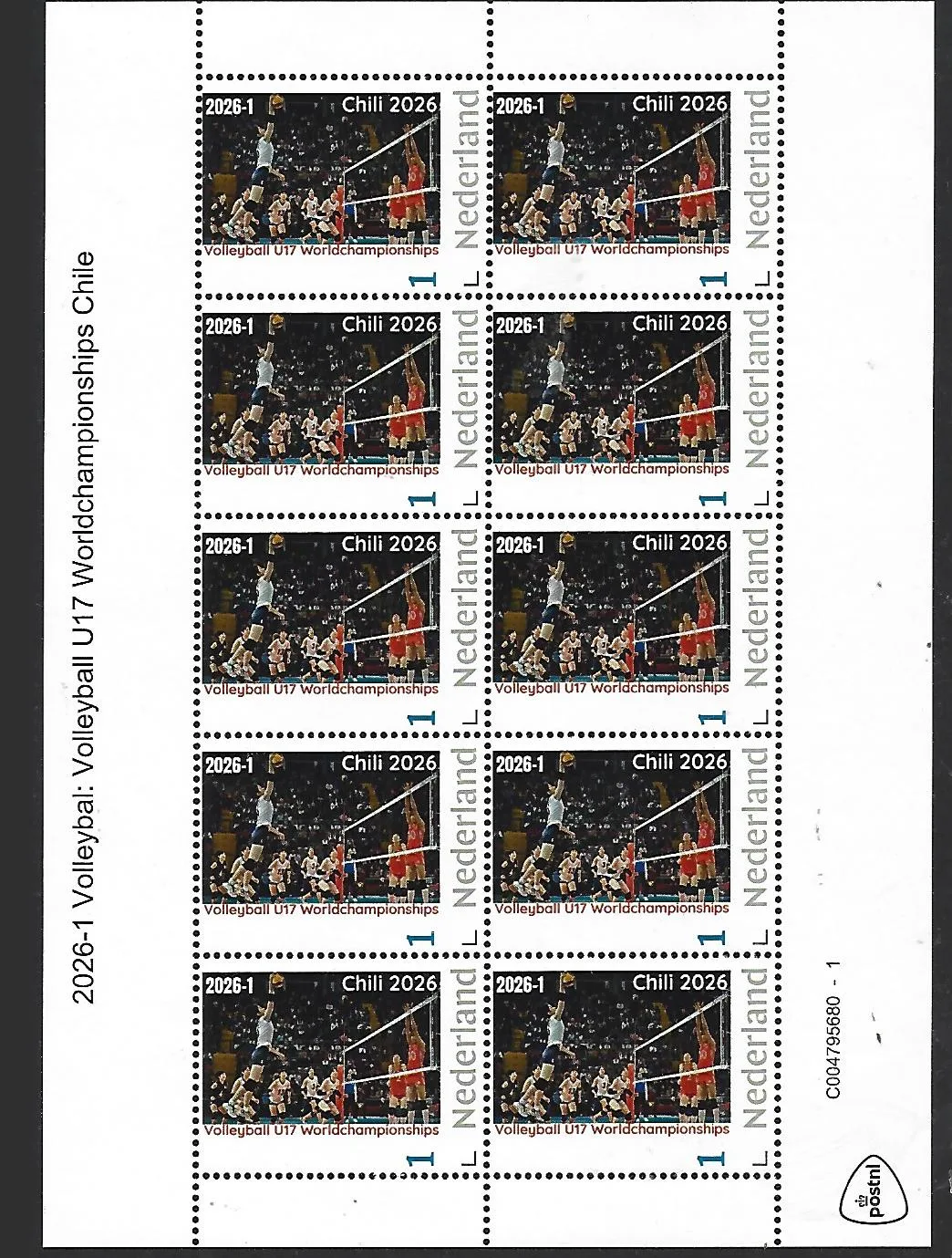 Netherlands 2026-1 Volleyball: U17 World Championships Chile sheet MNH