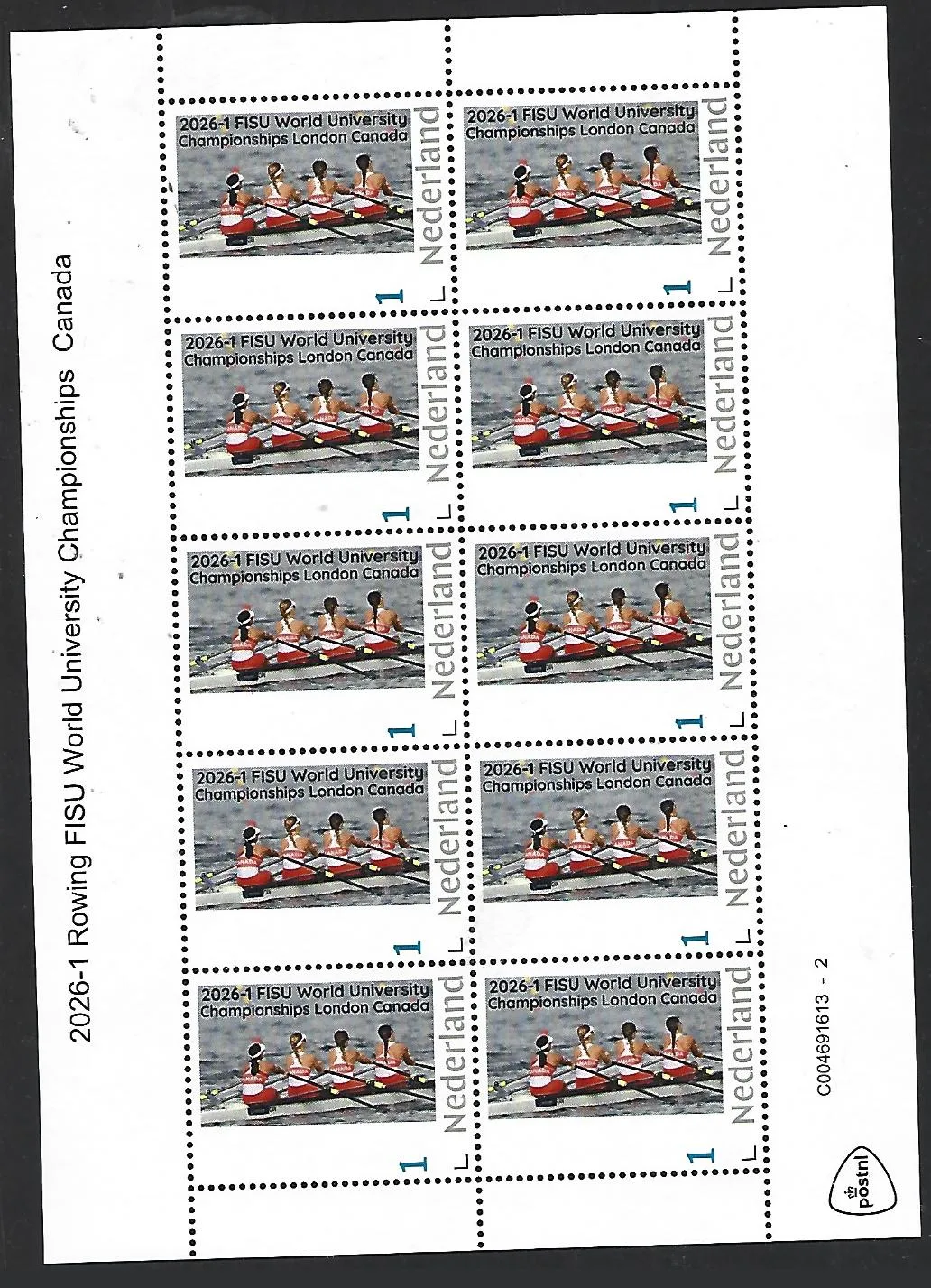 Netherlands 2026-1 Rowing: FISU World Univ Championship Canada, London sheetlet MNH