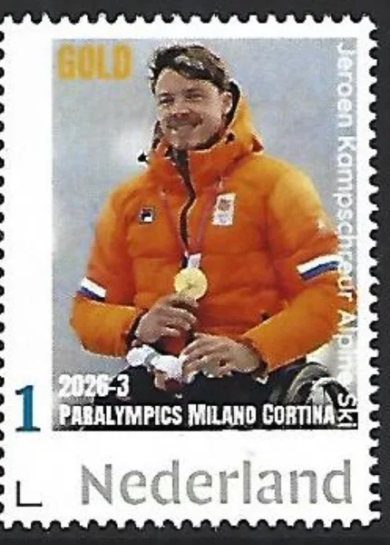 Nederland 2026-3 Paralympics J. Kampschreur Skying Alpine ski GOLD postfris/mnh