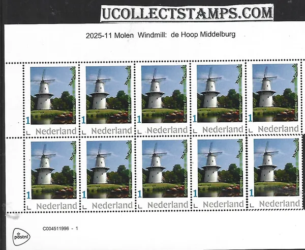 Netherlands 2025-11 Molen Windmill: de Hoop Middelburgm sheet MNH
