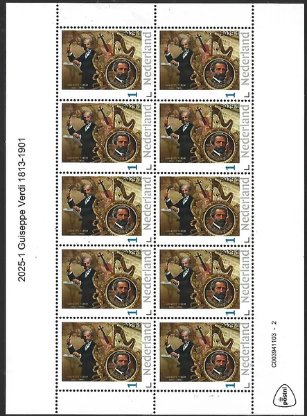 Netherlands 2025-1 Giuseppe Verdi Violin Harp sheetlet MNH