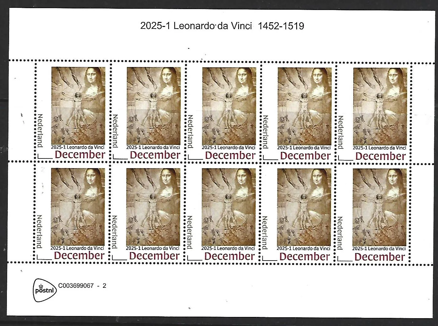 Netherlands 2025-1 Leonardo da Vinci sheetlet MNH