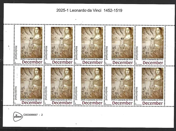 Netherlands 2025-1 Leonardo da Vinci sheetlet MNH