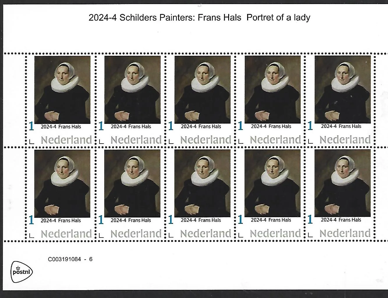 Niederlande 2024-4 Gemälde: Frans Hals Porträt einer Frau Blockeinheit postfrisch/mnh