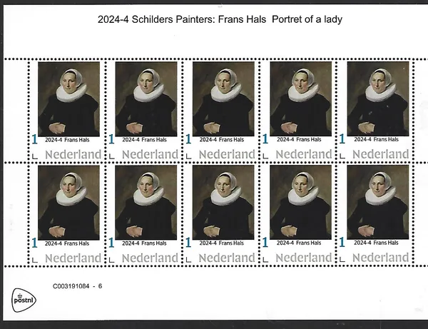 Netherlands 2024-4 Painting: Frans Hals portrait of woman sheetlet MNH