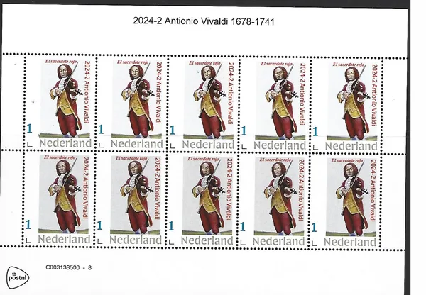 Nederland 2024-2 Antonio Vivaldi Violin sheetlet postfris-mnh