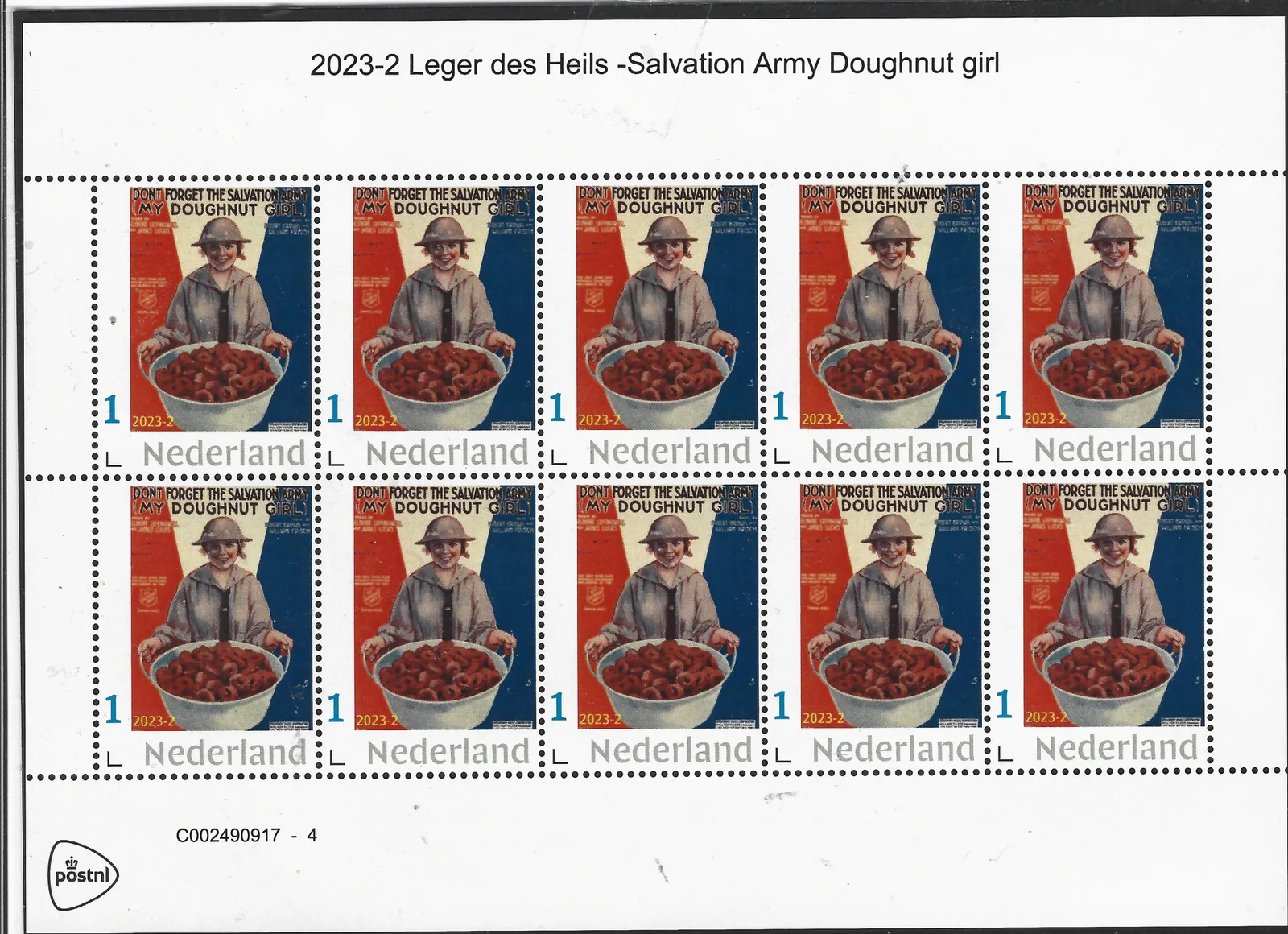 Niederlande 2023-2 Heilsarmee – Salvation Army; Doughnut Girl Bogen postfrisch/mnh