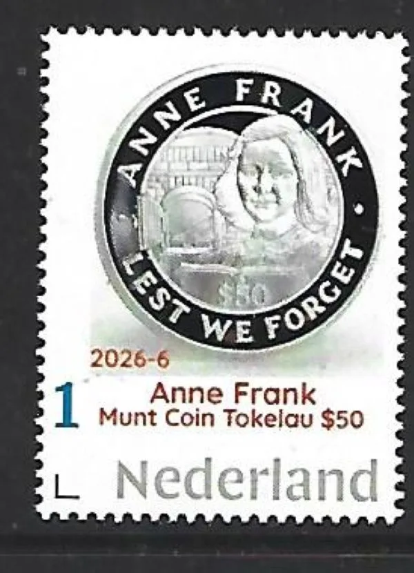 Nederland 2026-6 Anne Frank: Symbol of Holocaust coin Niue $50 postfris/mnh