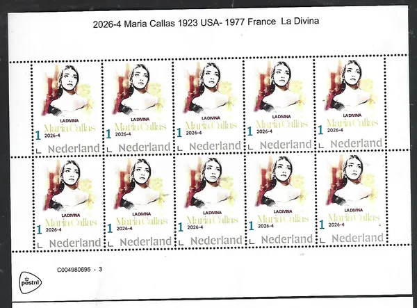 Nederland 2026-4 Maria Callas: Ladivina sheetlet postfris/mnh