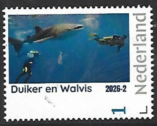 Nederland 2026-2 Duiker en Walvis; Diver and whale shark postfris/mnh