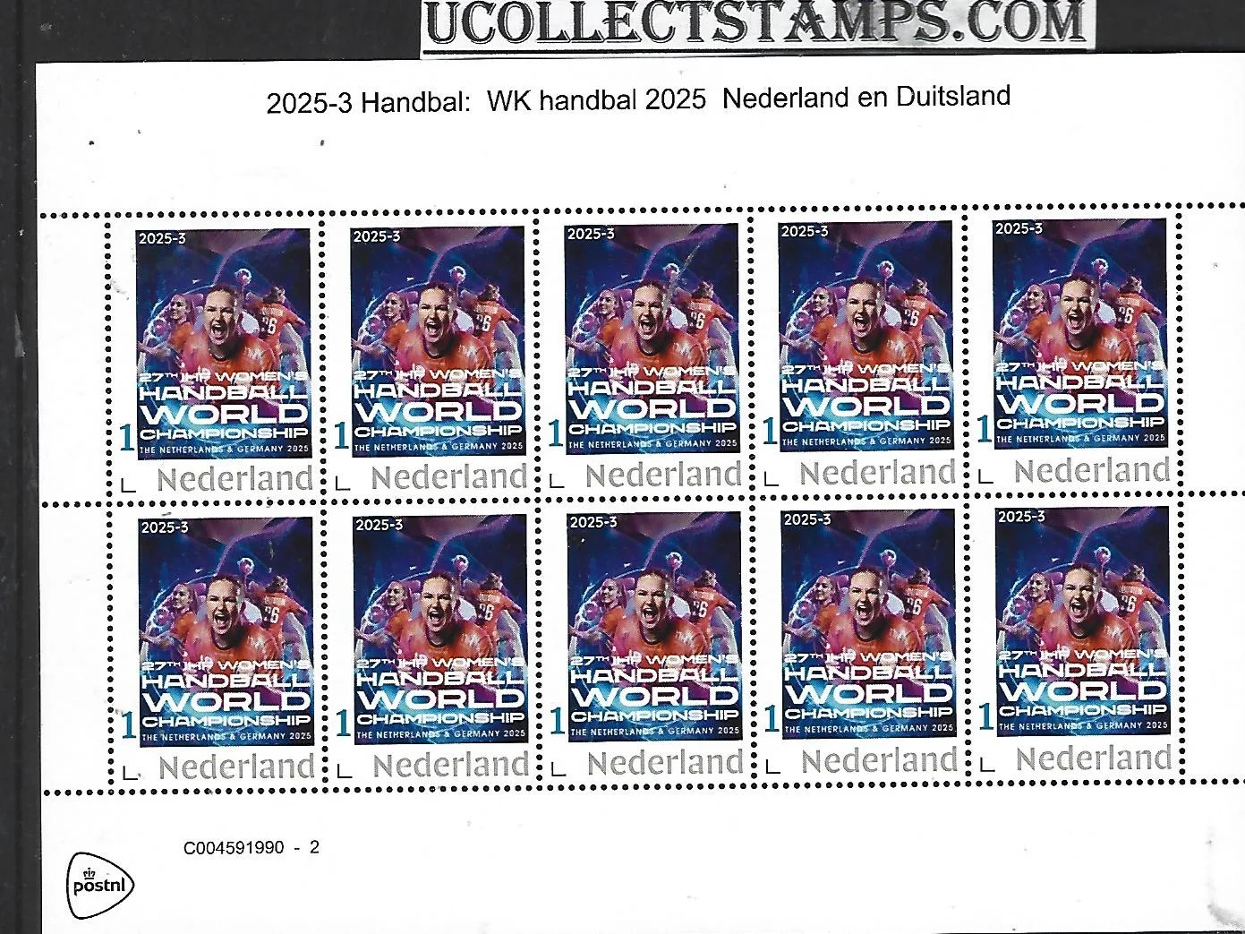 Netherlands 2025-3 Handball: World championships Women Netherlands-Germany sheetlet MNH