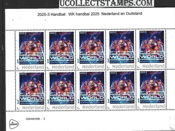 Netherlands 2025-3 Handball: World championships Women Netherlands-Germany sheetlet MNH