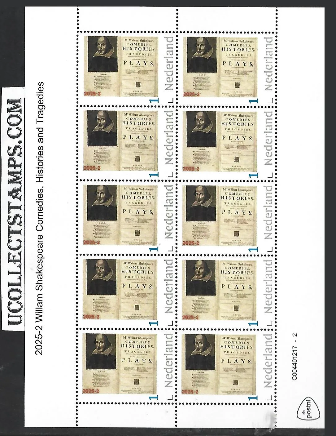 Nederland 2025-2 William Shakespeare: Comedies HistoriesTrag. sheet postfris/mnh