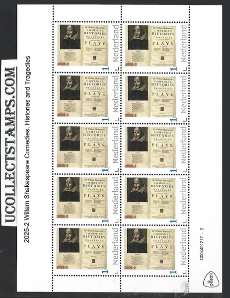 Netherlands 2025-2 William Shakespeare: Comedies Histories Trag. sheet MNH
