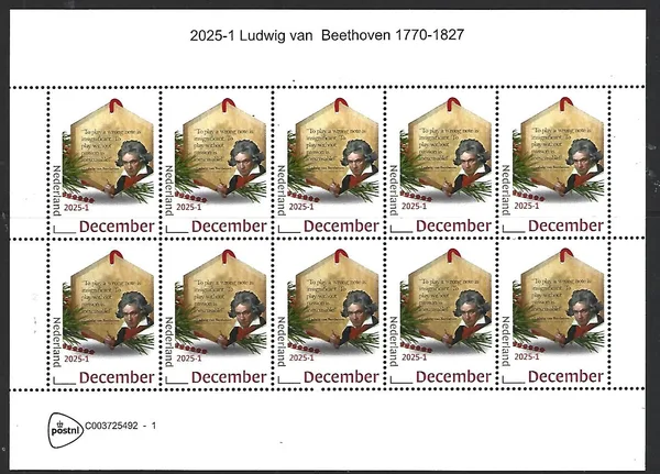 Netherlands 2025-1 Ludwig van Beethoven sheetlet MNH