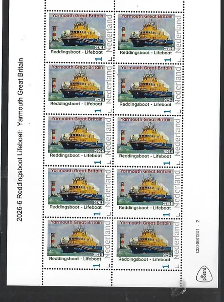 Netherlands 2026-6 ship Lifeboat: Yarmouth GBR sheet MNH