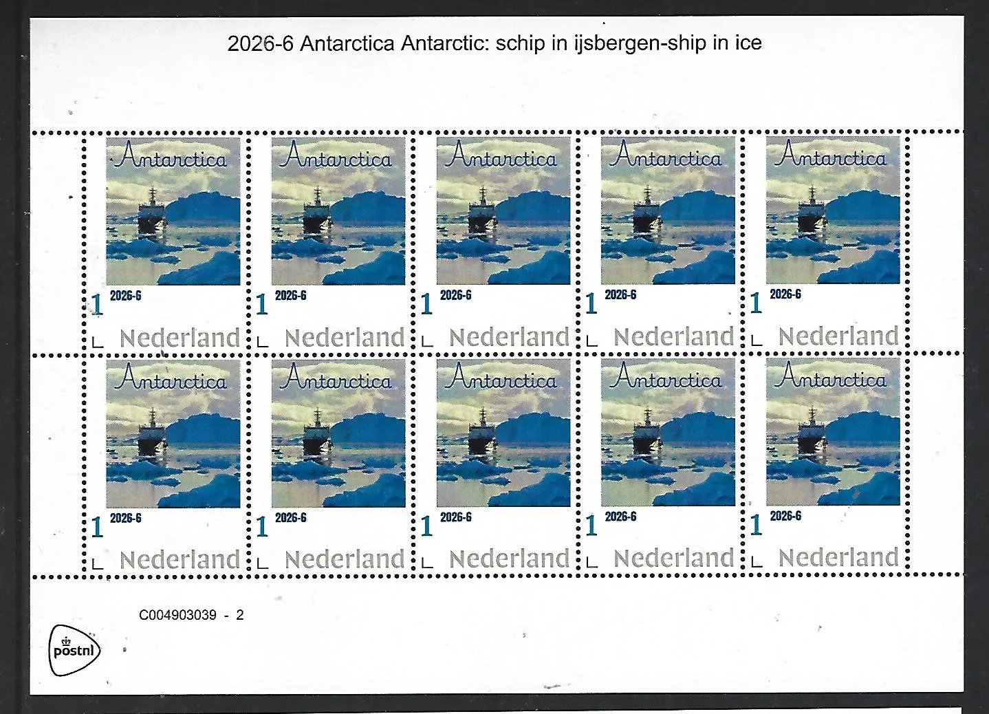 Nederland 2026-6 Antarctica: Ship in ice sheetlet postfris/mnh