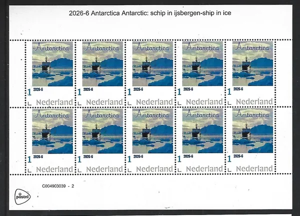 Netherlands 2026-6 Antarctica: Ship in ice sheetlet MNH