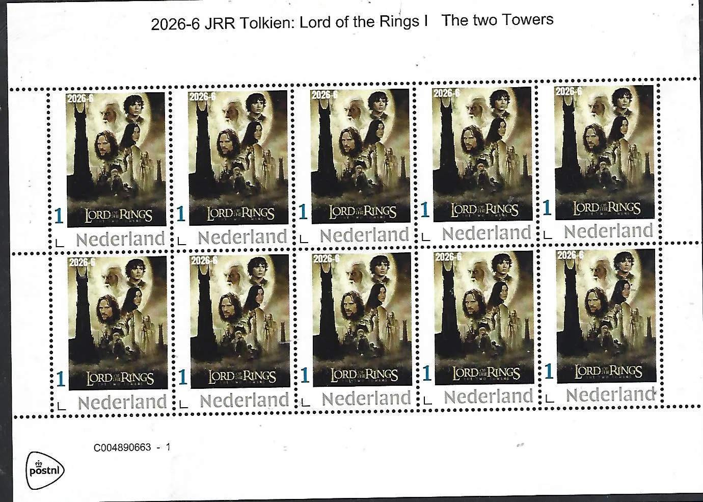Nederland 2026-6 JRR Tolkien: Lord of the Rings 1 sheetlet postfris/mnh