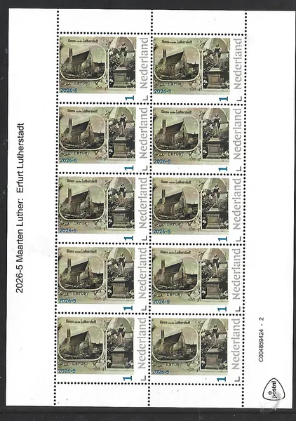 Netherlands 2026-5 M.Luther: Erfurt Lutherstadt sheet MNH