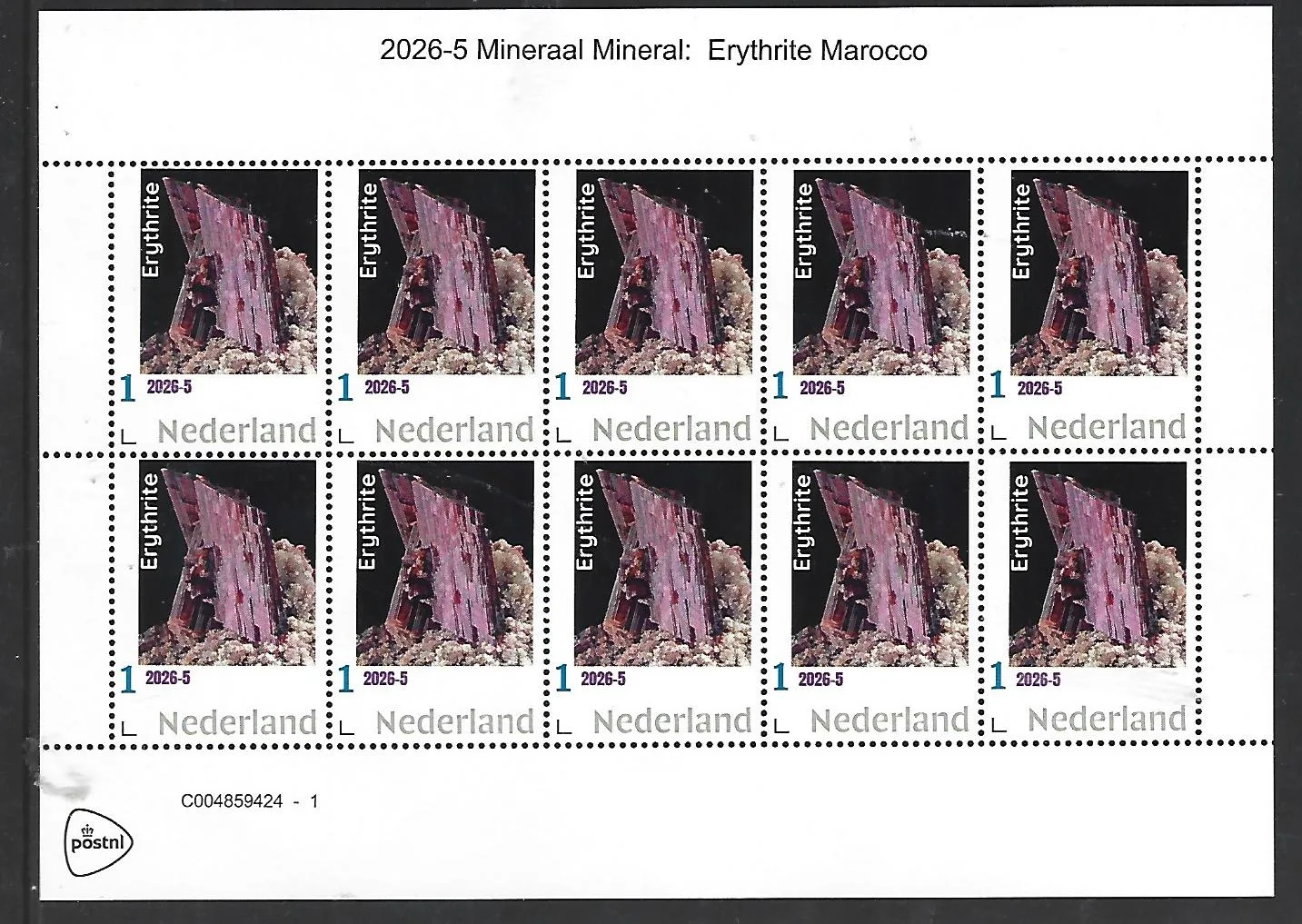 Nederland 2026-5 Mineraal Mineral: Erythritre Marokko sheet postfris/mnh
