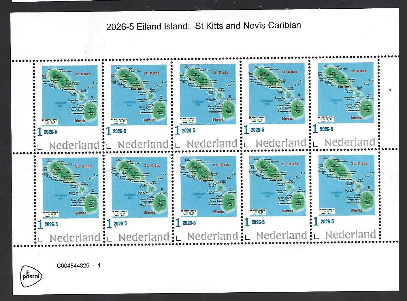 Nederland 2026-5 Eiland Islands; Nevis & st Kitts Caribian sheet postfris/mnh