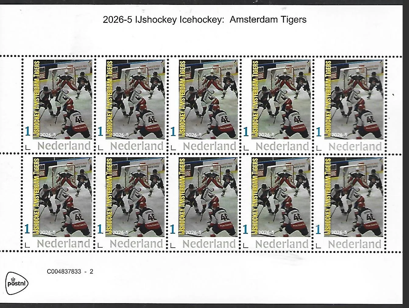 Nederland 2026-5 IJshockey Icehockey: Amsterdam Tigers sheet postfris/mnh