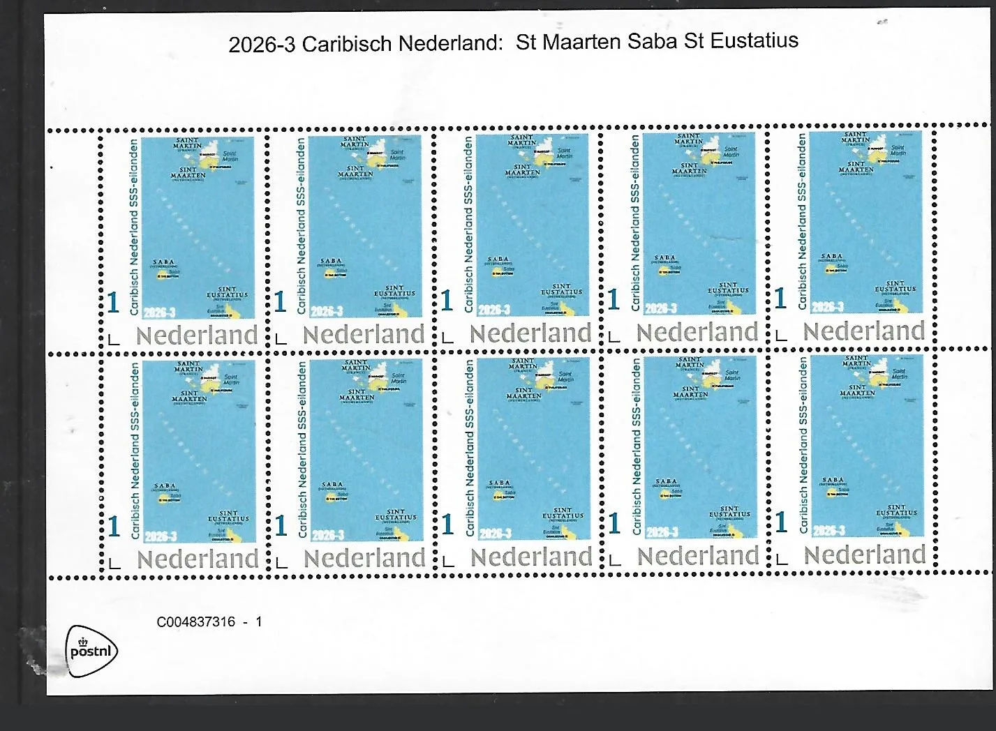 Nederland 2026-3 Caribian Netherlands: SSS-islands sheet postfris/mnh