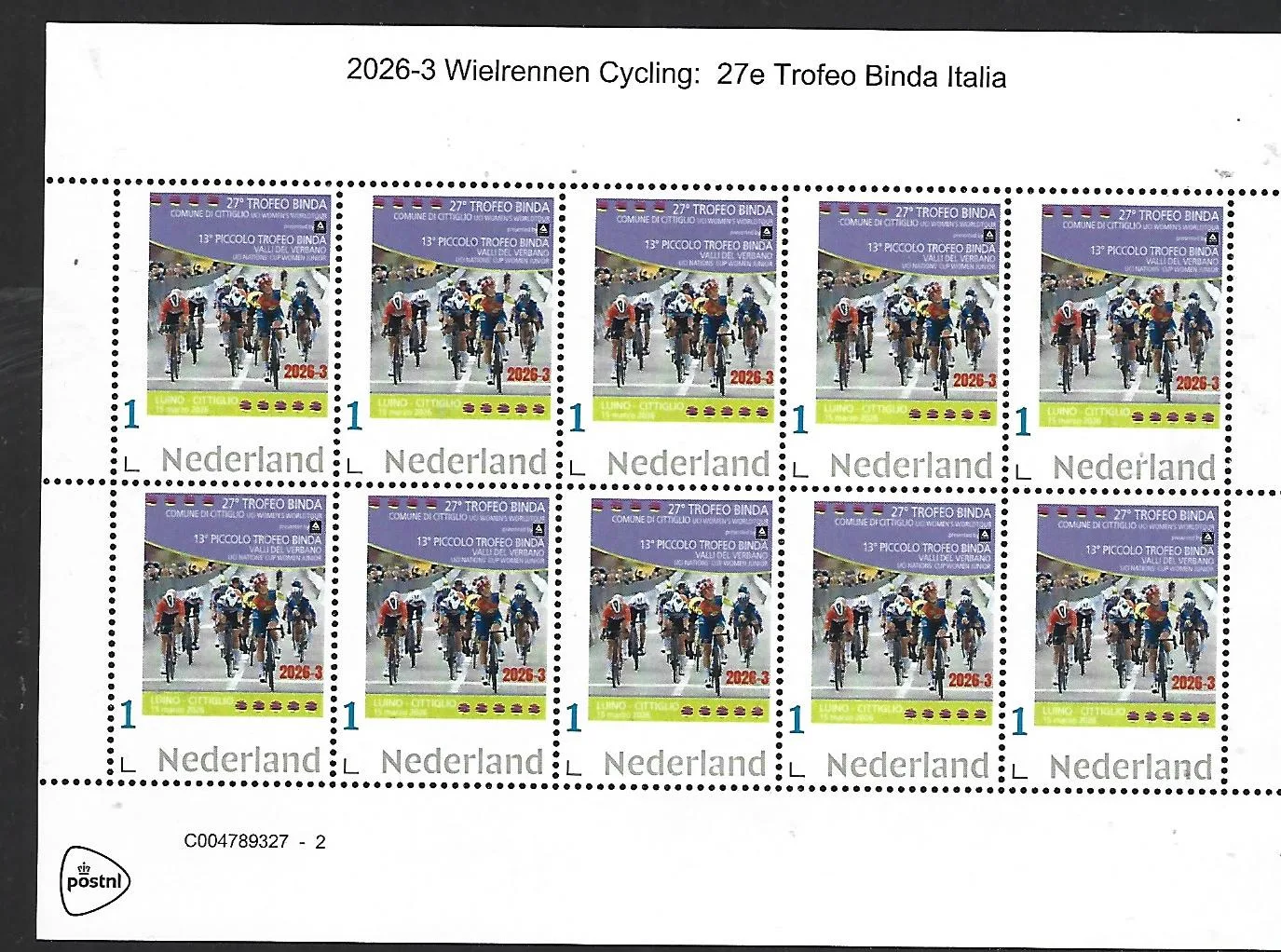 Netherlands 2026-3 Cycling: 27th Trofeo Binda Italy sheet MNH