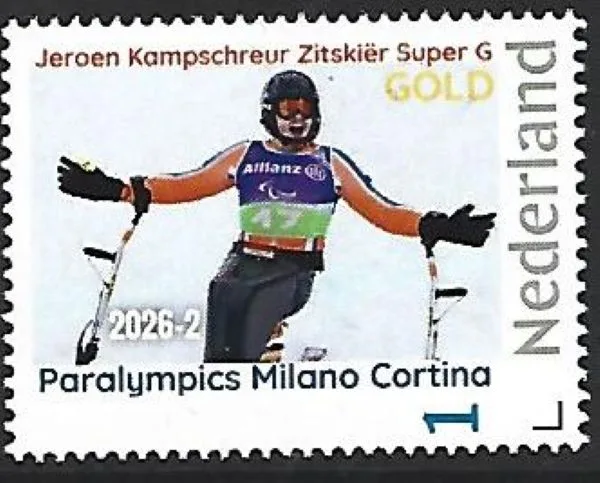 Netherlands 2026-2 Paralympics J. Kampschreur Skiing Super G GOLD unmounted MNH