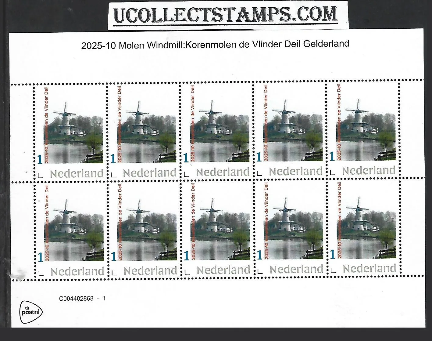 Netherlands 2025-10 Mill Windmill: Korenmolen de Vlinder sheet MNH