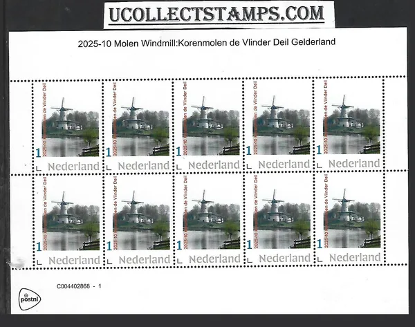 Netherlands 2025-10 Mill Windmill: Korenmolen de Vlinder sheet MNH