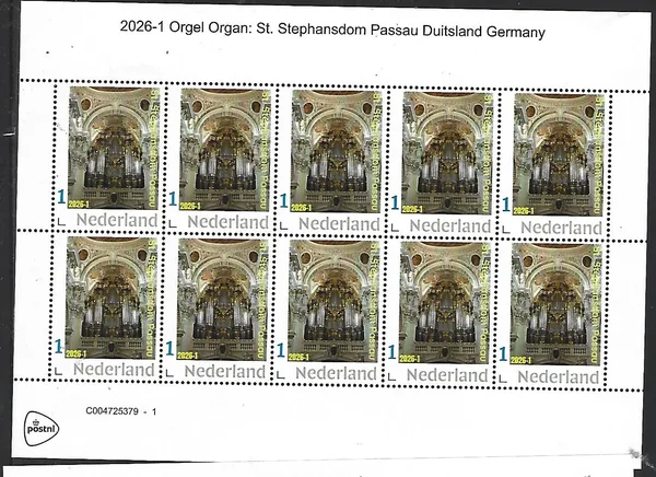 Netherlands 2026-1 Organ: St Stephansdom Passau Germany sheet unused/MNH
