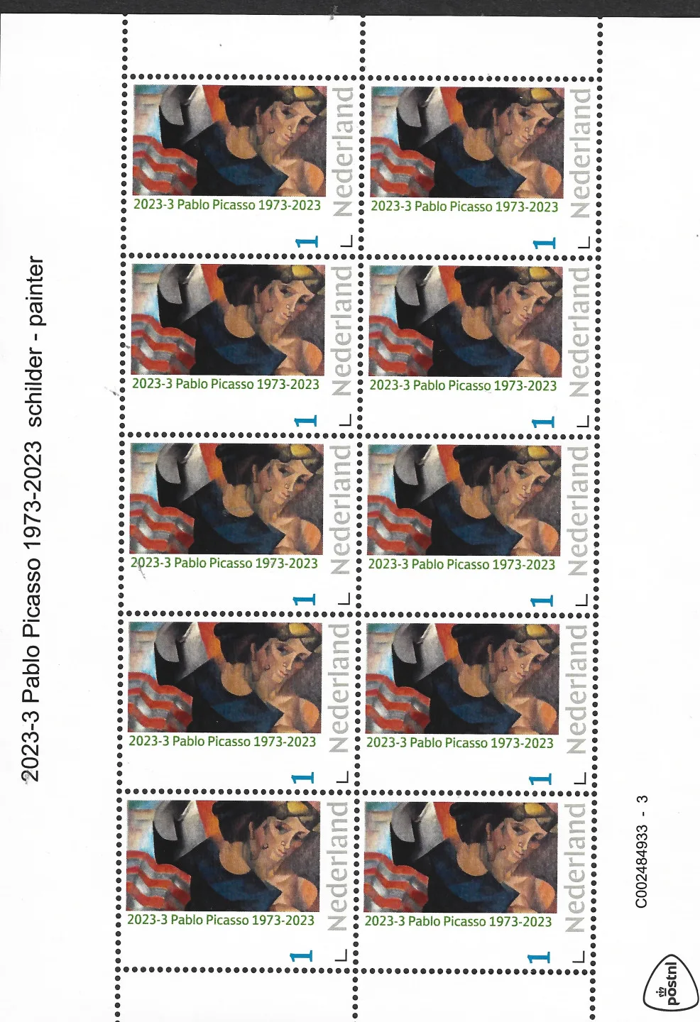 Niederlande 2023-3 Pablo Picasso 1973-2023 Maler - Briefmarkenblock postfrisch/mnh