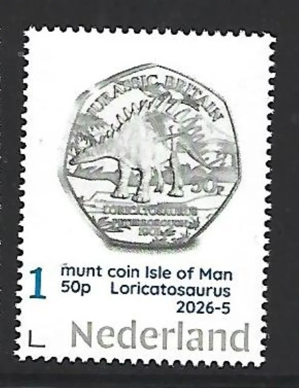 Netherlands 2026-5 Prehistory: Isle of Man Jurassic coin 50p MNH