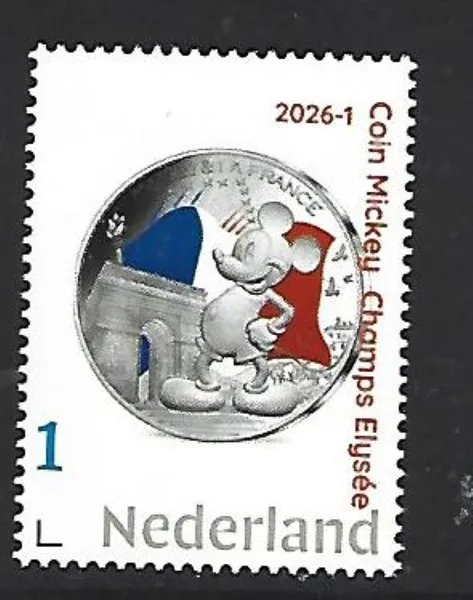 Nederland 2026-1 Munt Coin Disney: 1 Mickey ChampsElysee €50 france postfris/mnh