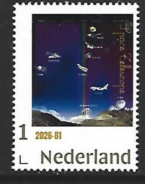 Nederland 2026-B1 Ruimtevaart Space: Space Telescope Gold 1 stamp postfris/mnh
