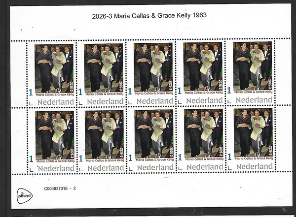 Nederland 2026-3 Maria Callas: Maria Callas & Grace Kelly sheet postfris/mnh