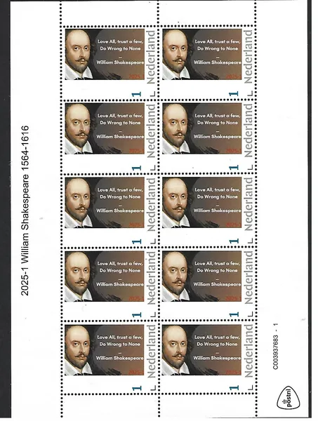 Nederland 2025-1 William Shakespeare quote sheetlet postfris/mnh