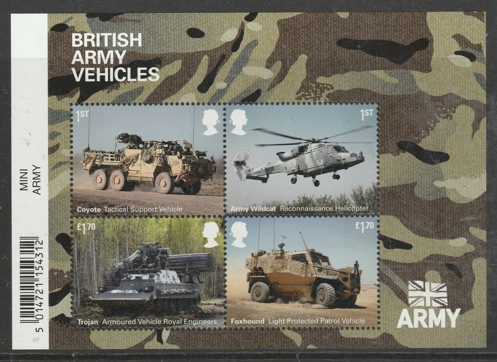 Großbritannien 2021 Armeeefahrzeuge Block-m/s postfrisch/mnh