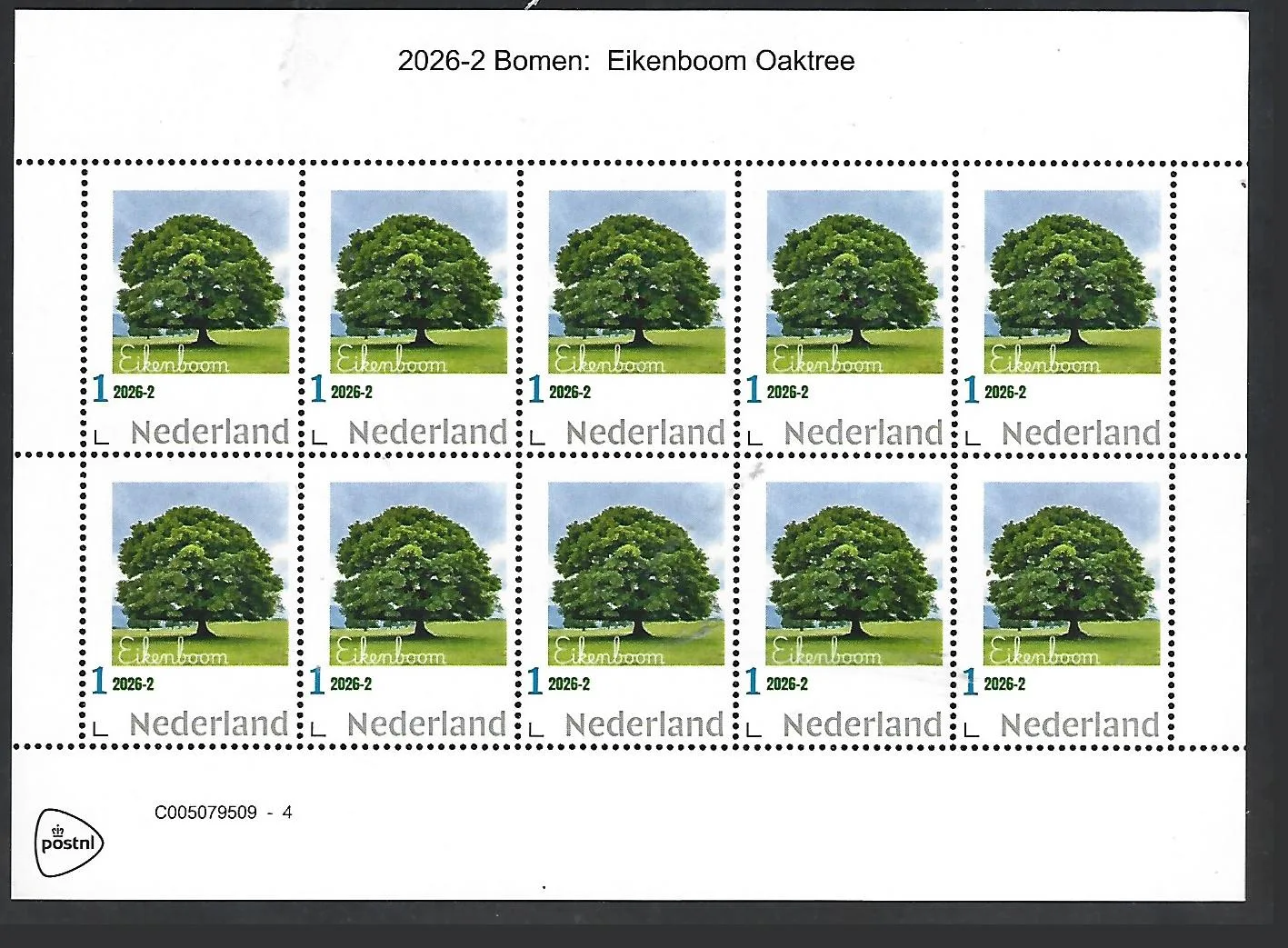 Nederland 2026-2 Boom Tree: Eikenboom Oaktree sheet postfris/mnh
